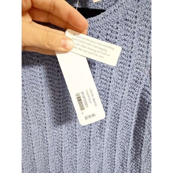 Soft Surroundings Coastal Sweater Country Blue Textured Knit Sleeveless Small - Picture 3 of 6